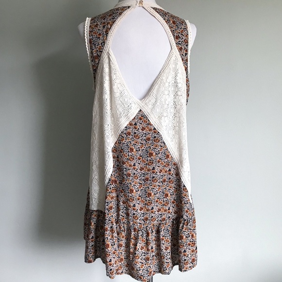Boho Lace Crochet Floral Tunic Dress Mini Short - Picture 6 of 8